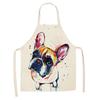 1 Pcs Cotton Linen BullDog Dog Print Kitchen Aprons Unisex Dinner Party Cooking Bib Funny Pinafore Cleaning Apron