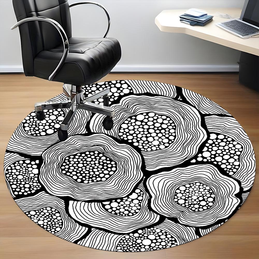 1pc Circles Patterns Office Round Area Rug, Indoor Mat Suitable ForOffice, Under Office Chairs Bedroom Living Room Home Decor, Room Deco 005