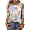 Long Sleeve Shirts for Women Patchwork Floral Print Womens Long Sleeve Tops Casual Crewneck Long Sleeve T Shirt Women for Daily Wear