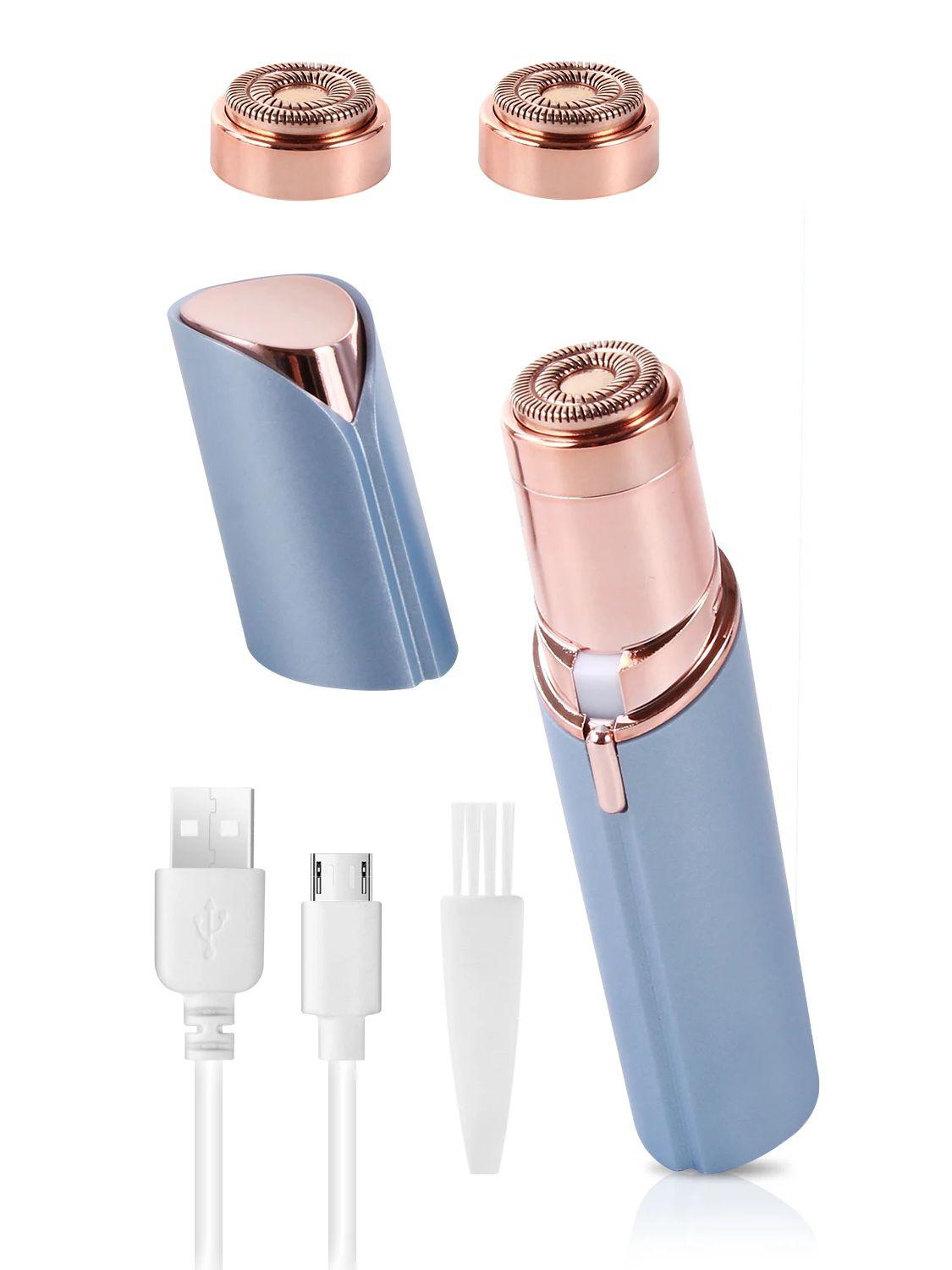 

New Electric Facial Hair Removal Epilator Eyebrow Lipstick Shape Painless Facial Sensitive Areas Bikini Depilator Shaver Trimmer синій