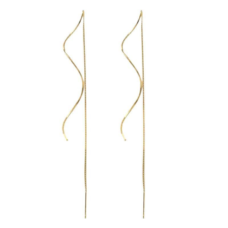 [HS]2Pcs Women's Fashion Light Luxury Long Tassel Wave Earrings Jewelry Accessories Suitable For Date Party Festival Gifts
