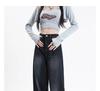 Dark Blue High-Waisted Wide-Leg Jeans for Women - Autumn/Winter 2025 Retro Casual Straight Floor-Length Pants