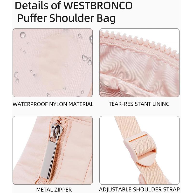 Yogodlns Puffer Crescent Bag for Women Quilted Shoulder Bag Adjustable Strap Shoulder Bag Nylon Work Travel Hobo Bags