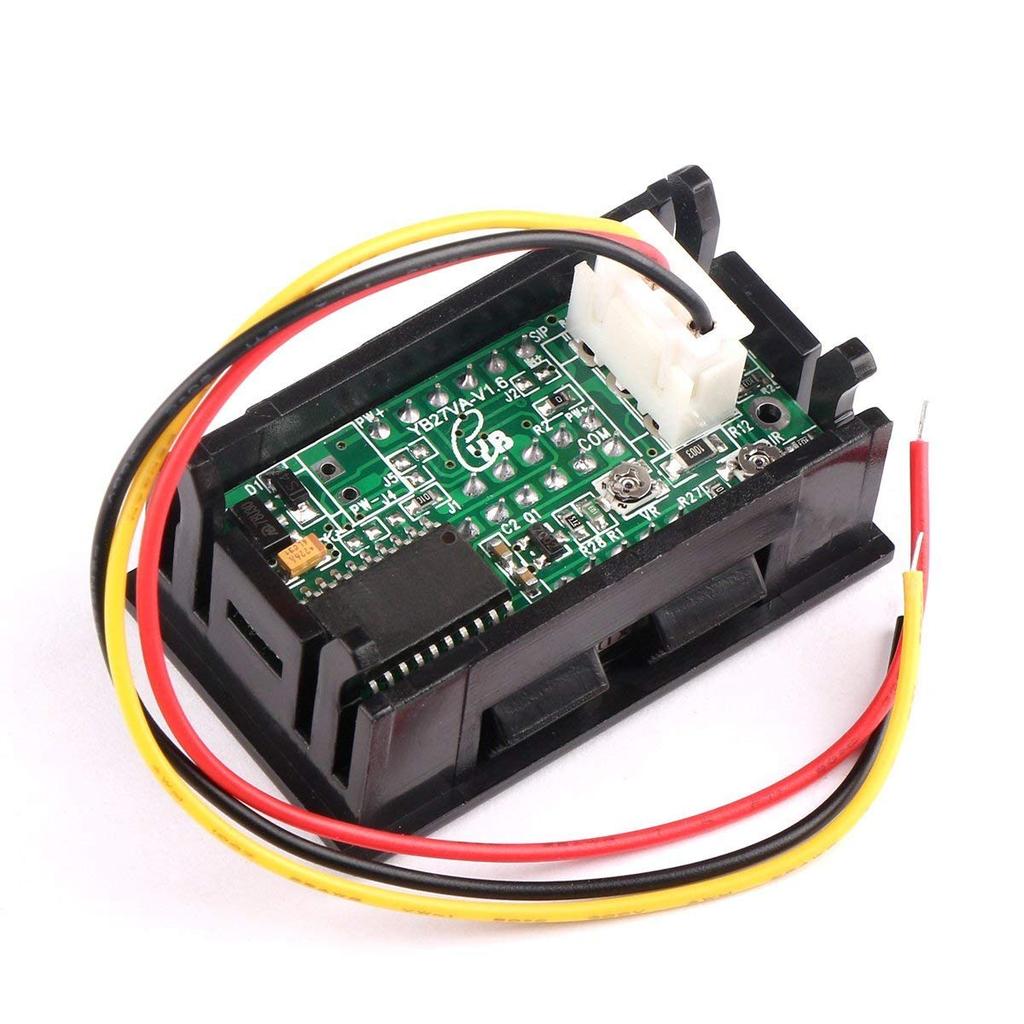 EasyWordMall Digital DC with Shunt Resistor 3-Wire 2-in-1 (Red/Blue) Voltmeter/Ammeter, Red/Blue, 4.5-30V/50A (Divider)