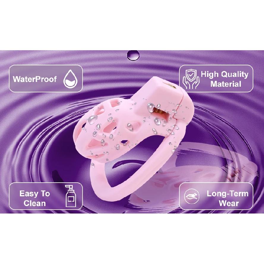 Lightweight Smooth Pink Male Chastity Cage 3 Sizes Penis Rings Bondage Chastity Device Sex Toy for Men with Key Pink XS Smallest