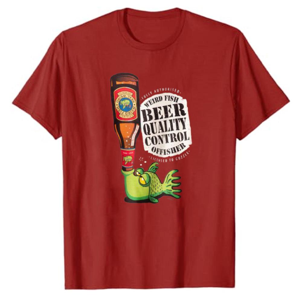WEIRD FISH BEER CONTROLlo QUALITÀ T-shirt Harajuku Grafica Divertente Outdoor Cotone Alta Qualità Manica Corta
