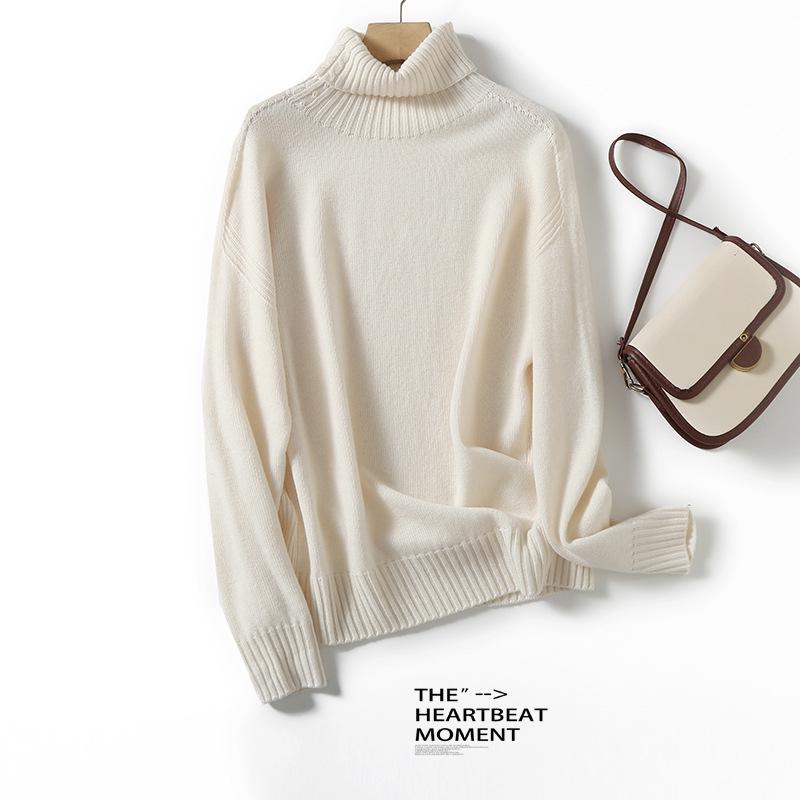 Same Brand Women's Red High-Neck Wool Sweater, Warm for Autumn/Winter, BN606