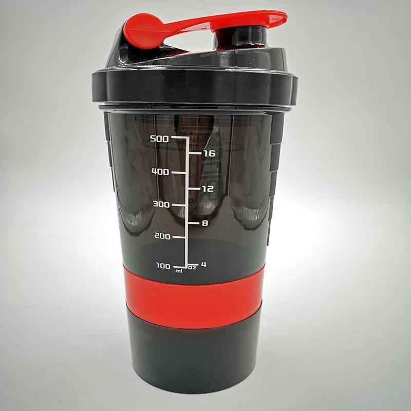 

Пластиковый 3-слойный стакан для коктейлей, протеиновый порошок, молочный коктейль, большая емкость, бутылка для воды, стакан для смешивания, фитнес, спортивная бутылка для воды 550ML красный