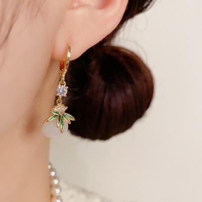 Chinese Zircon Bamboo Earrings Light Luxury Stud Earrings Drop Earrings Women Earrings  Party
