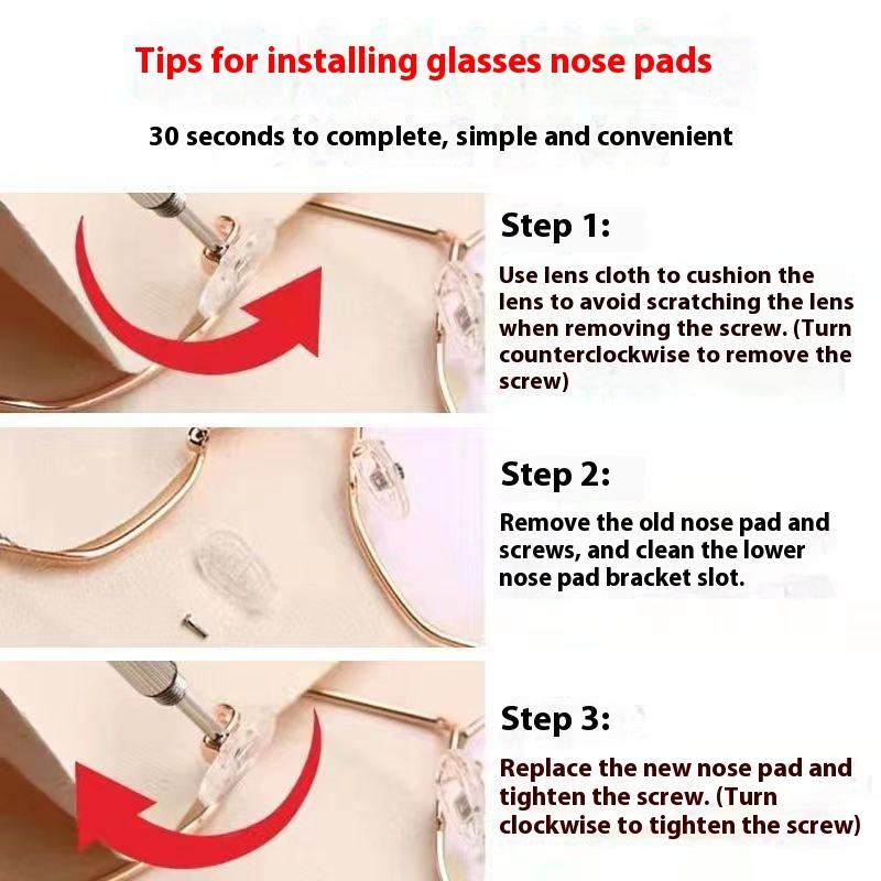 1Set Silicone Glasses Nose Pad Airbag Soft Air Non-Slip Air Cushion Boles With Screws Screwdrivers Eyeglasses Accessories