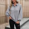 YYFS Women's Fashion Casual Solid Color Print Long Sleeve POLO Neck Blouses & Shirts