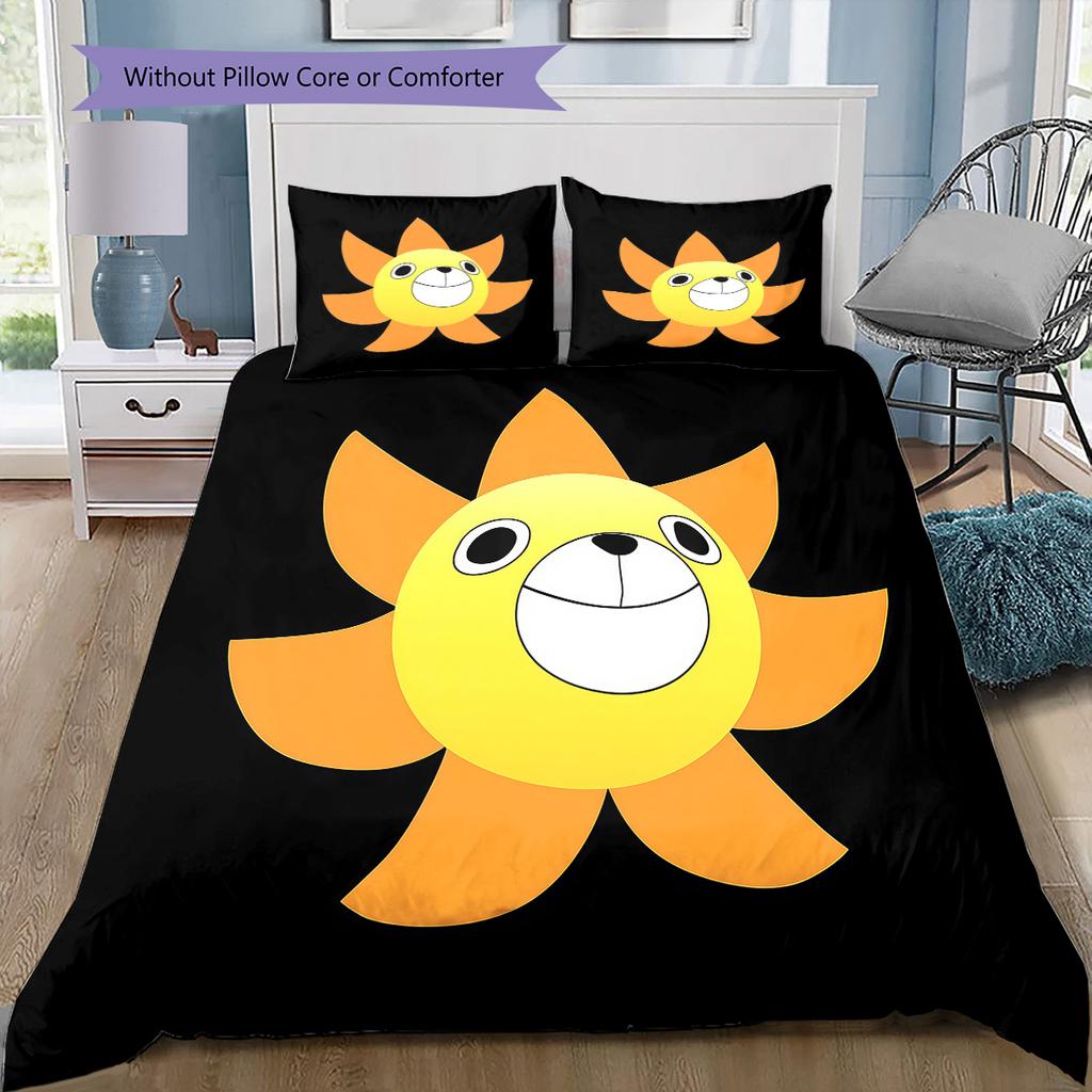 One Piece Jolly Roger Logo Pattern Bedding Quilt Set Quilt Cover Pillowcase Home Birthday Gift(1 * duvet cover + 2 * pillowcase, without core)