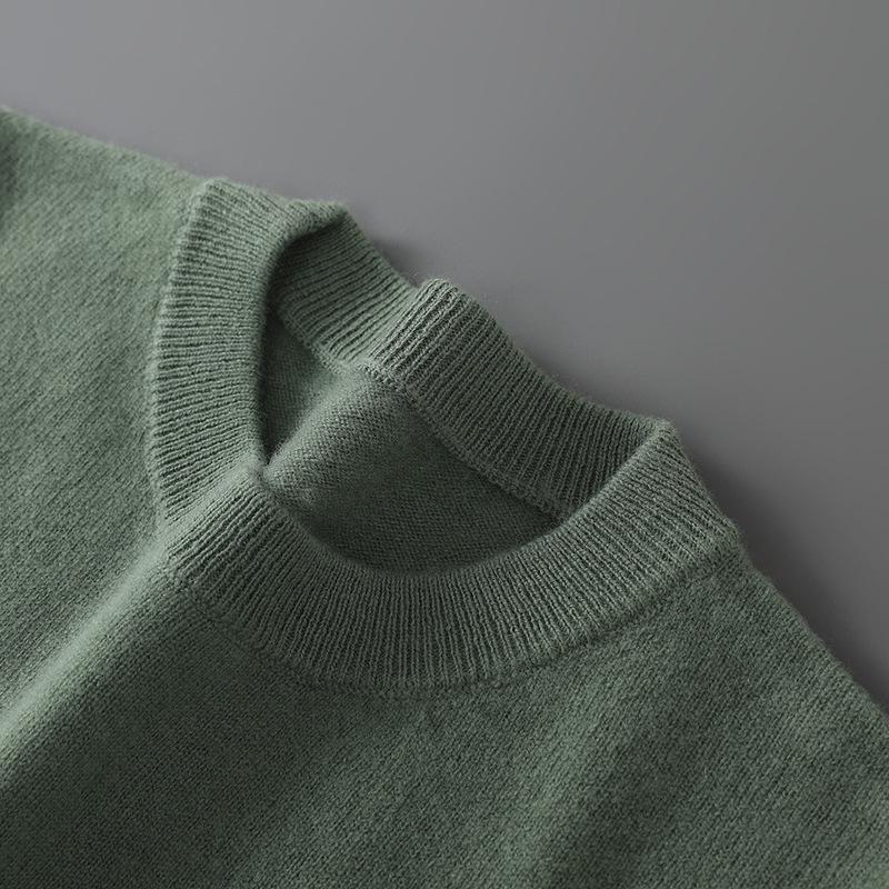 Herrtröja i enfärgad ullstickad casual