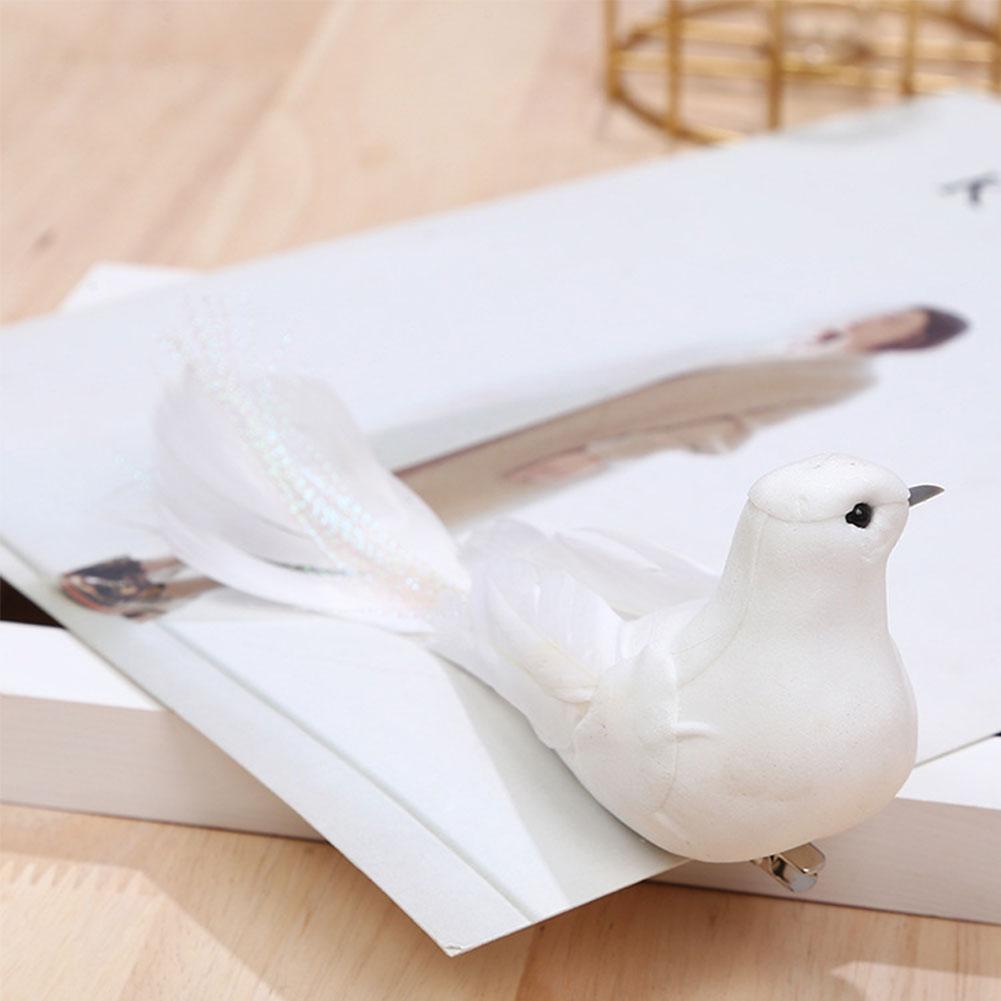 White Doves Feather Artificial Foam Lover Peace Couple a Pair Doves Bird Home Decor Simulation Figurines Miniatures Bird Model
