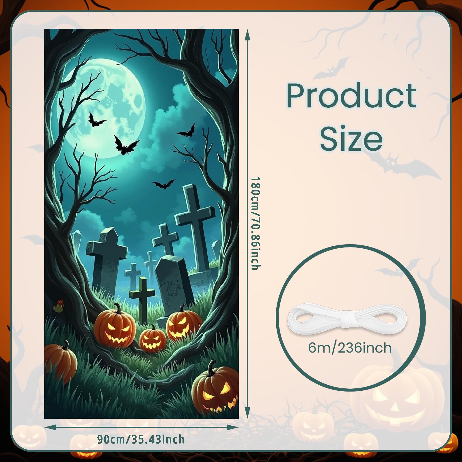 

Spooky Banner Outdoor Scene Gothic Banner Graveyard Banner Full Moon Party Decor For Halloween Party Event Decoration Spooky