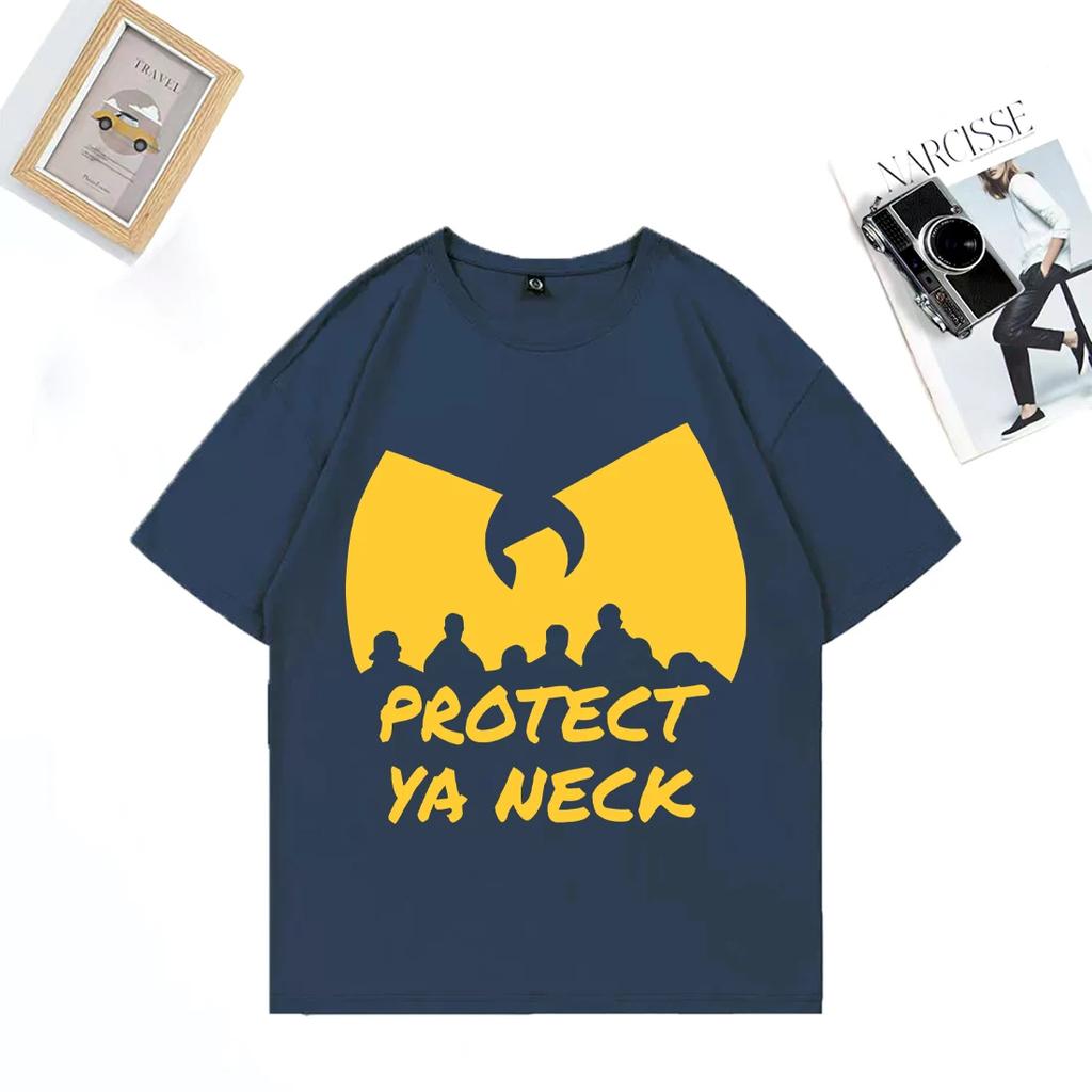 Summer Hip Hop 90 Wu Clan Pure Cotton Printed T-shirt Men Women's Streetwear Clothes Tops Casual Oversized