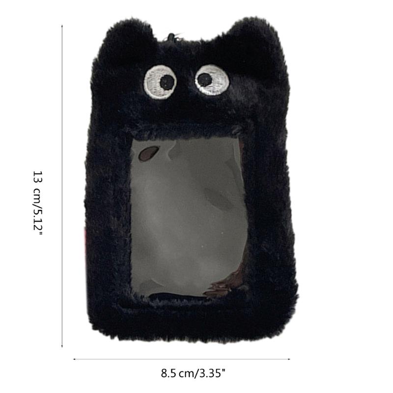 Soft Plush Photocard Holder ID Credit Case with Keychain Cartoon Pendant 3 Inch Photo Card Holders Card Protector School