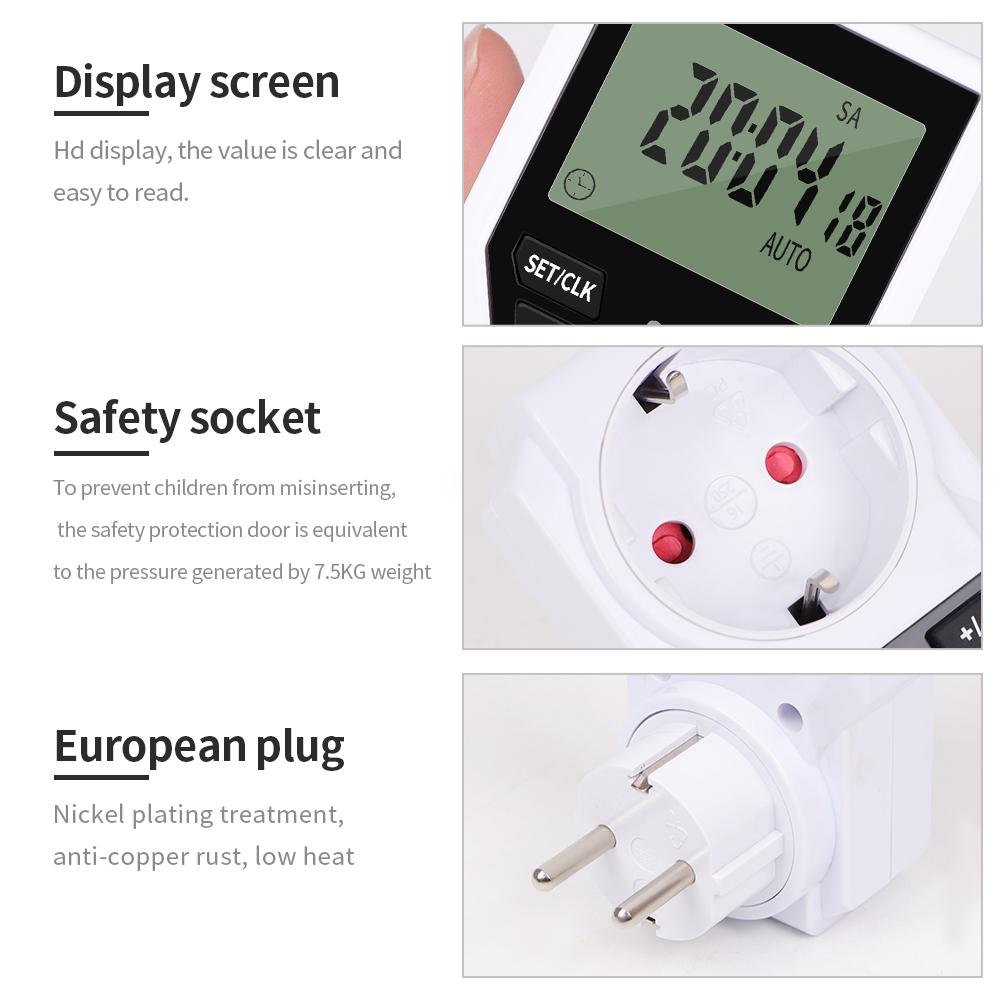 Digital Timing Controller Switch Socket 250V EU Plug Timer Outlet Energy Saving Manager For Refrigerator Aquaculture TM07