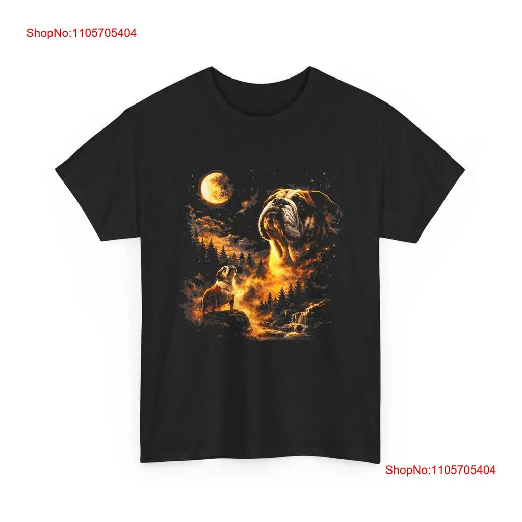 Bulldog Howling To The Moon T Shirt Dog With Dogs Lovers Vintage Stylish Versatile Breathable