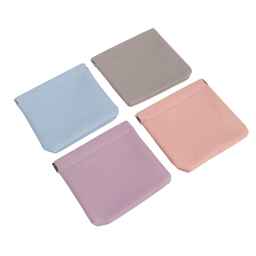 4 Colors Mini Lipstick Storage Bag Automatic Closure Portable PU Leather Pocket Cosmetic Makeup Bag for Earphone