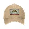 California Republic Bear Flag Baseball Caps Retro Distressed Denim Snapback Cap Unisex Outdoor Travel Adjustable Fit Caps Hat