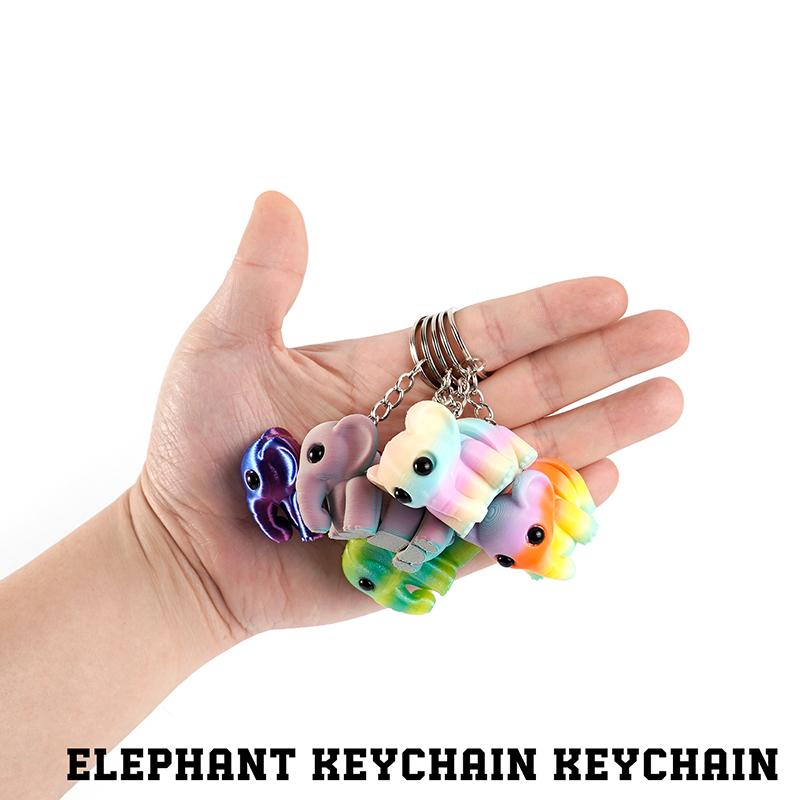 Cute 3D Printing Elephant Keychain Creative Multi-Joint Movable Simulation Animal Bag Charm Accessories  Keychains Gift