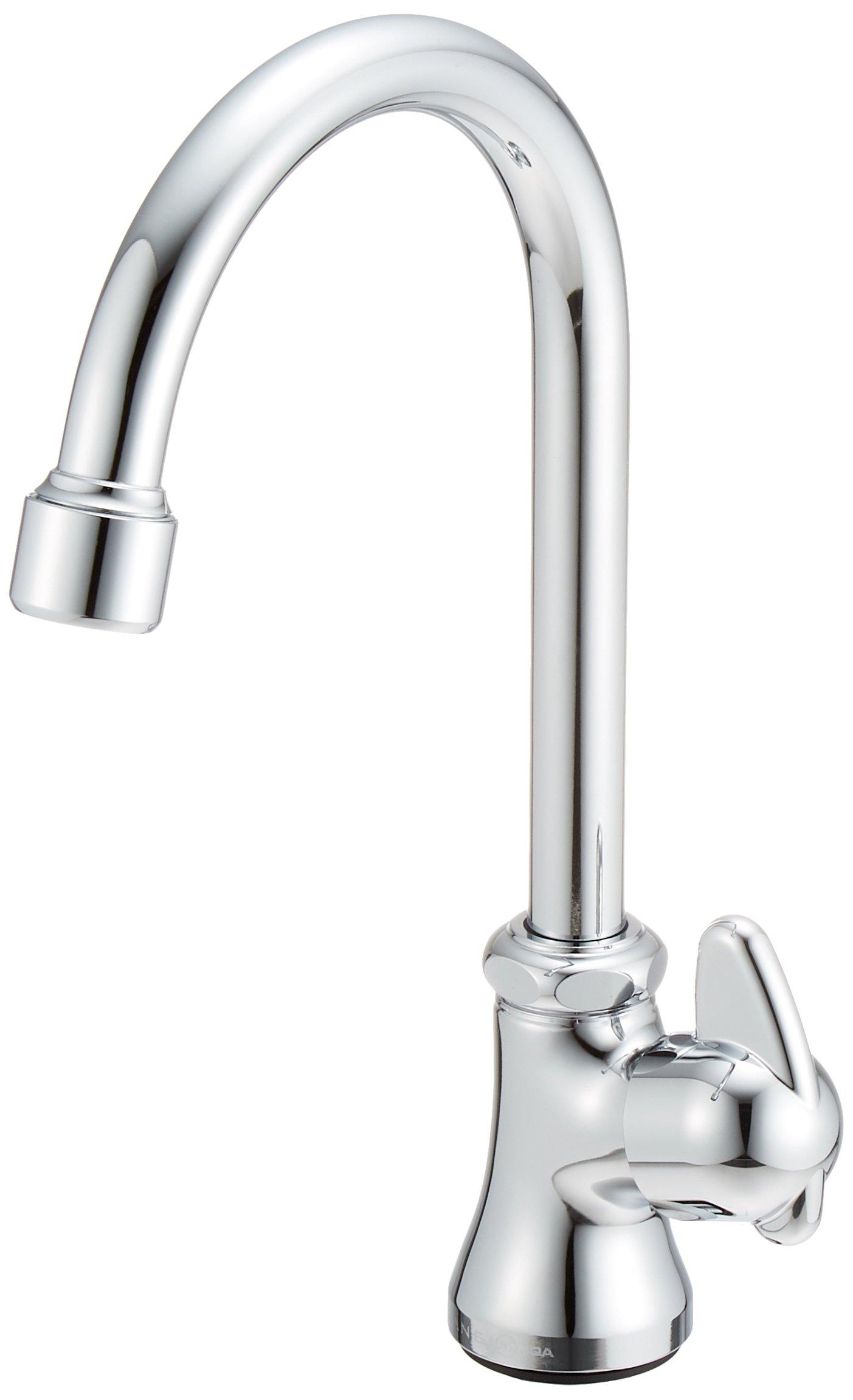 

SANEI Mini Cera Aerated Vertical Faucet with Adjustable Neck, Lever Handle, 90-Degree Opening/Closing, JA565H-13