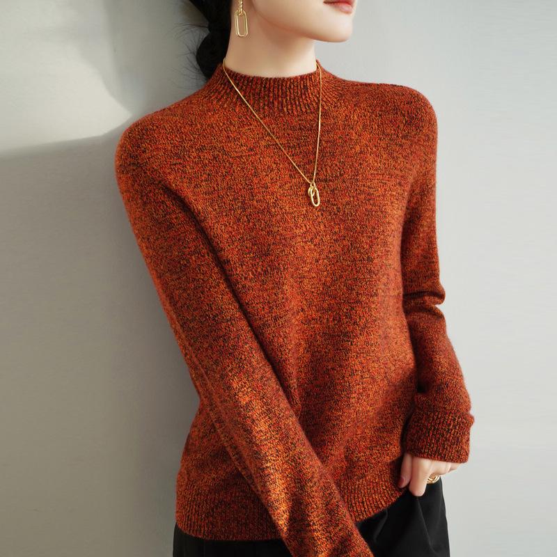 The New Long-sleeved Sweater Top with A Semi-high Neck and A Base Layer Makes You Look Slimmer and More Fashionable In Spring and Autumn