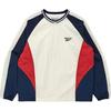 Reebok Pull à col en V à blocs de couleurs Sweat-shirt à manches longues Unisexe Blanc RETS4FM12OW