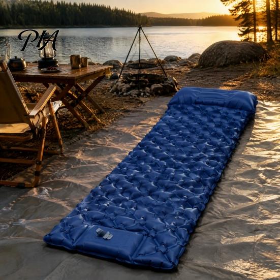 Inflatable Air Mattress Camping Sleeping Mat with Pillow & Built-in Pump, Ultralight Single Lightweight Backpacking Person Mattress, for Outdoor