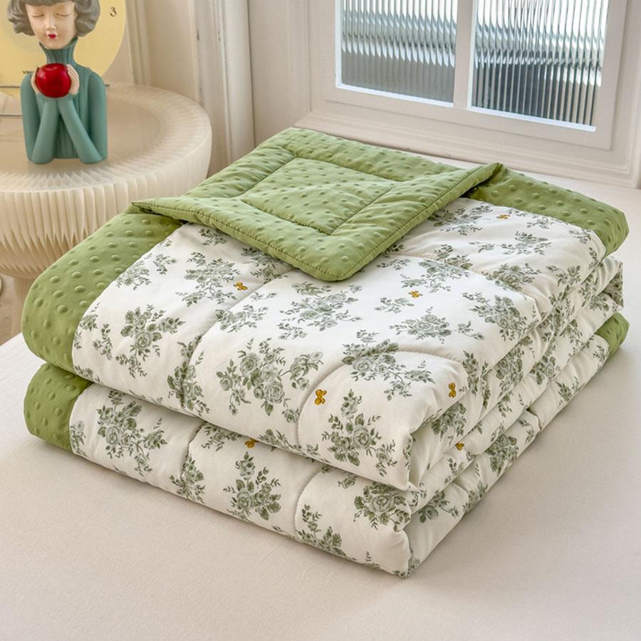 KDJEIKZ New Washable Cotton 3D Quilted Bean Blanket With Soybean Fiber Can Be Machine Washable Lightweight Luxury Cover Blanket
