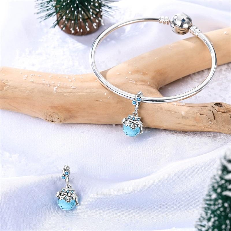 copper Sea Blue Crystal Sea Creature Pendant Dolphin Charm Compatible With Authentic Charm Bracelets Women Do It Yourself Jewellery Gift