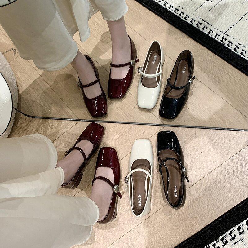 Shoe Lady 2025 Spring and Summer New Korean Version Commuter Square Head Mary Jane Women's Shoes French Gentle Thick Heel Single Shoes