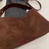 Fashion Autumn Winter Big Boston Tote Soft Matte Suede Cow Leather Women'S Handbag Shoulder Crossbody Bag For Women Grey Brown