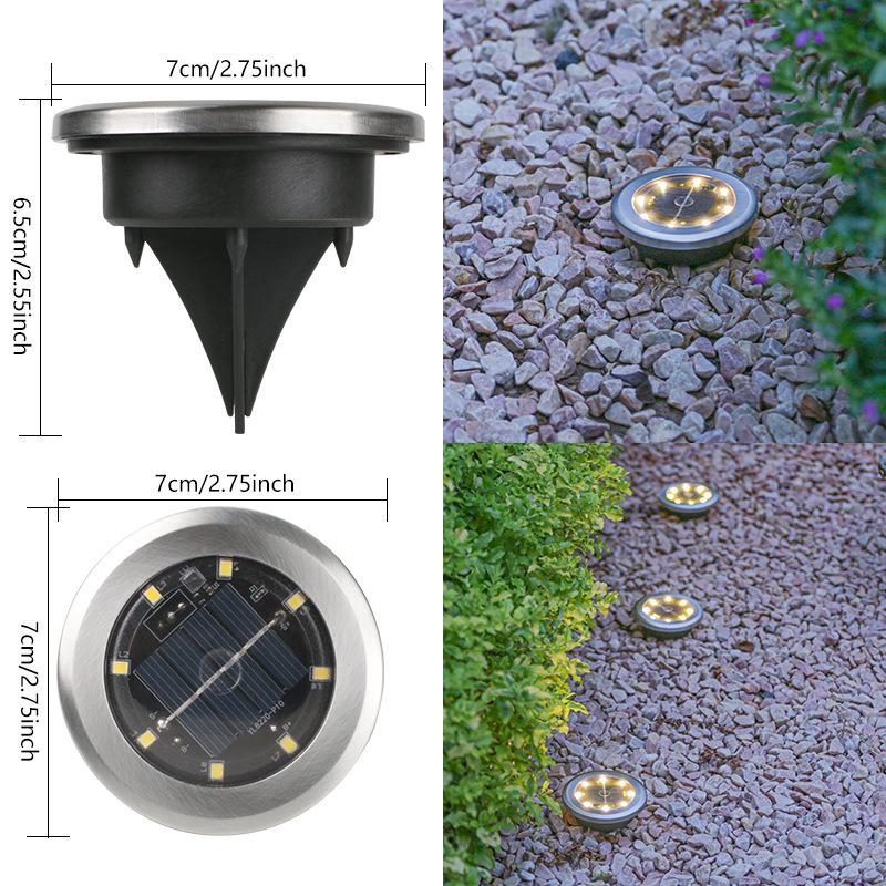 New Model Solar-Powered Stainless Steel Lawn Light – Light-Controlled Waterproof Ground Lamp for Gardens and Courtyards.