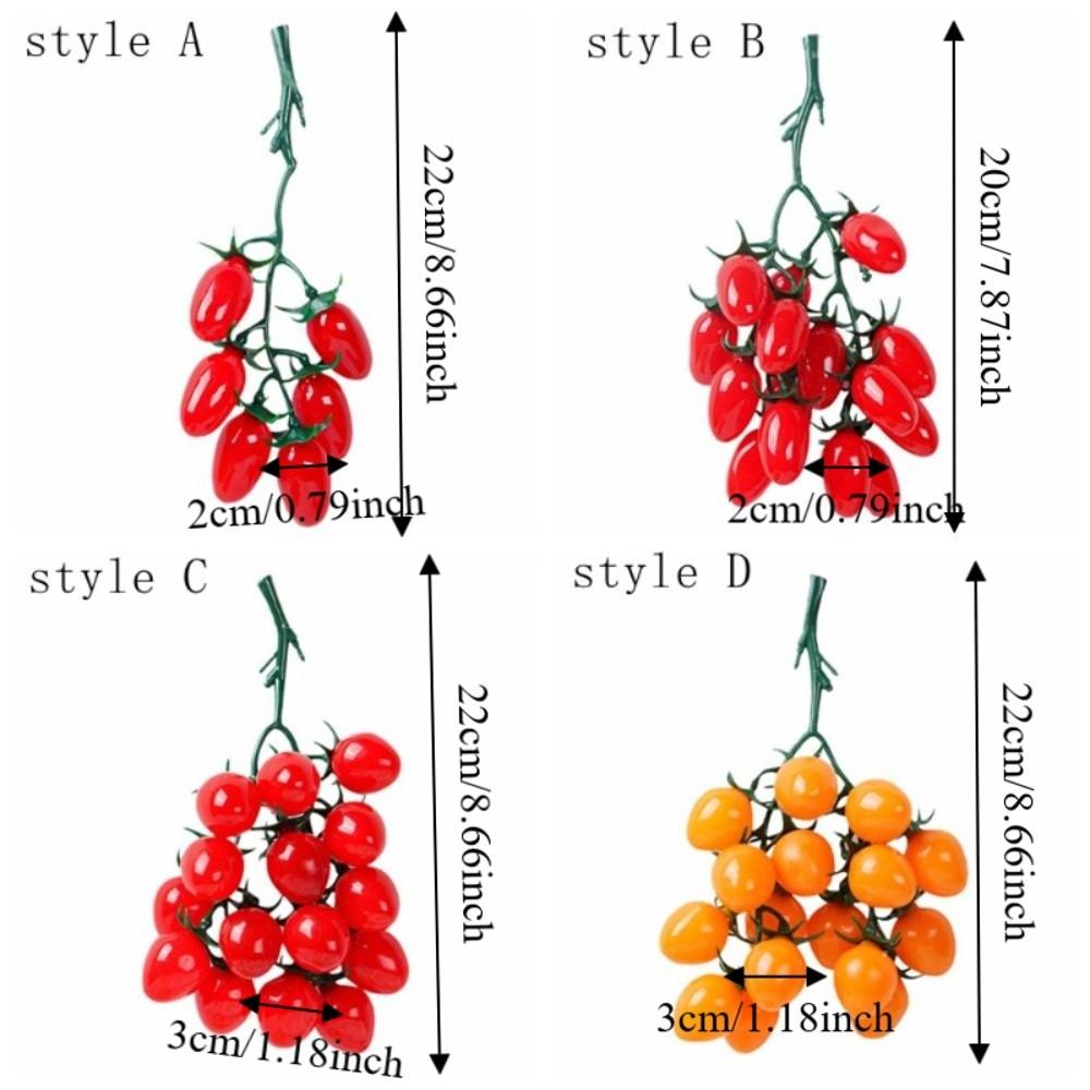 Lifelike Fake Small Tomato Soft Plastic Simulation Fruit Bunch Tomato Model Party Decoration