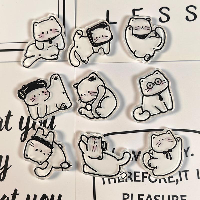 Creative Cat Fridge Magnets Sticker Cute Cartoon Acrylic Cat Stickers Kawaii Animal Stationery Diy Accessories Decoration Gift