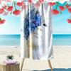 Abstract Face with Blue Floral Design Beach Towel Quick-drying for Travel Outdoor Sports Jogging Beach and Swimming