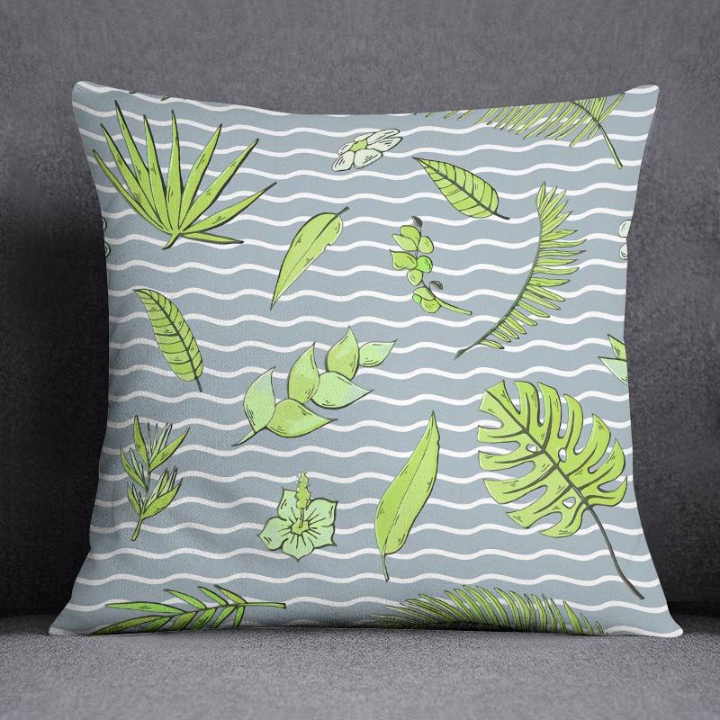 Tropical Leaves Series Pillow Gift Home Office Decoration Pillow Bedroom Sofa Car Cushion Cover Pillow Case (45cm * 45cm)