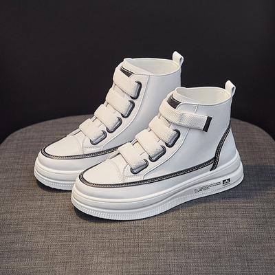 Women's High Top Sports Shoes Velcro White Shoes Ins Trend Board Shoes Student Casual Jogging Shoes