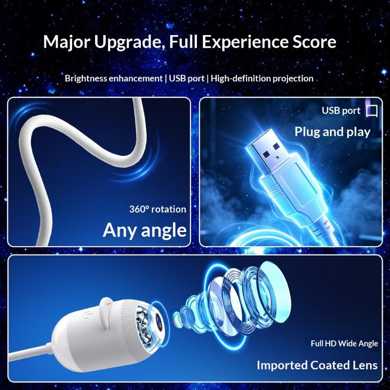 Lampă proiector Galaxy Stele 2 în 1 cu diapozitive HD Proiector Portabil USB Cer Înstelat Lumină de Noapte pentru Dormitor Decor Plafon Mașină
