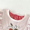 Red Check Lace Trim Sleeveless Baby Romper