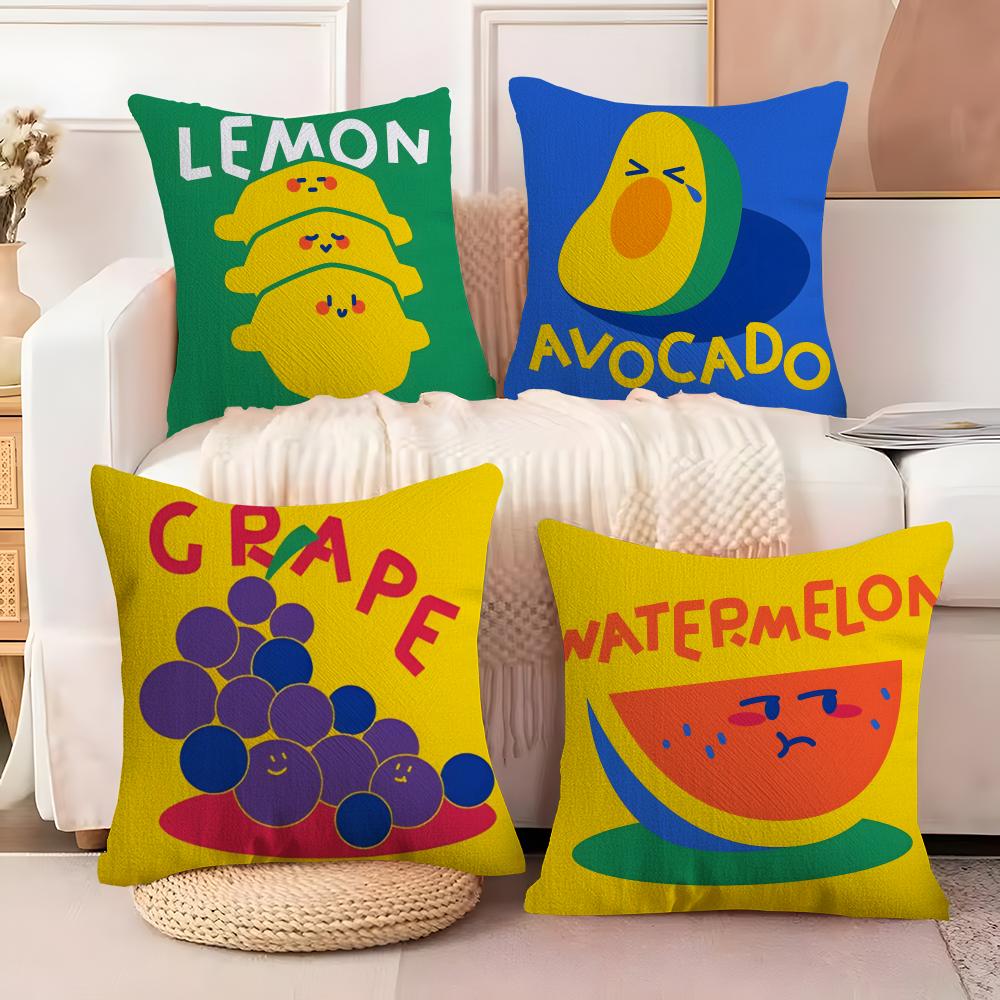 Cute Anime Fruit Cushion Cover Soft Plush Fabric DoubleSided Printed Sofa Cushion Cover for All Seasons Home Decor Gift