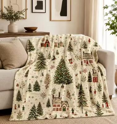 Vintage Christmas Tree Blanket, Cozy Holiday Throw Blanket, Rustic Winter Forest Decor, Christmas Home Blanket Gift Blanket