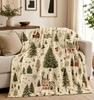 Vintage Christmas Tree Blanket, Cozy Holiday Throw Blanket, Rustic Winter Forest Decor, Christmas Home Blanket Gift Blanket