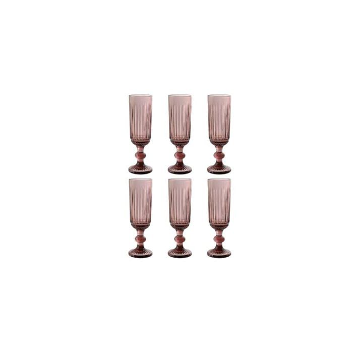 Lot de verres à vin - Home ESPRIT - 6 pièces - Rose - 12,41x13,65x14,39 cm - Multicolore - Taille unique