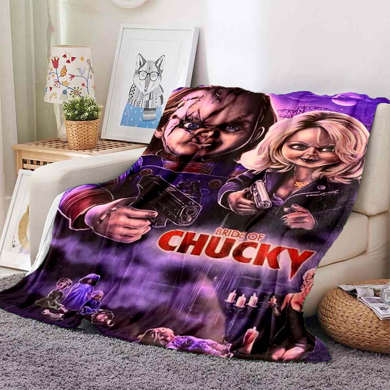 Chucky Child's Play Horror Movie Print Flannel Blanket Cozy Warm Throw Bedroom Sofa Birthday Present Indoor Home Holiday Decor