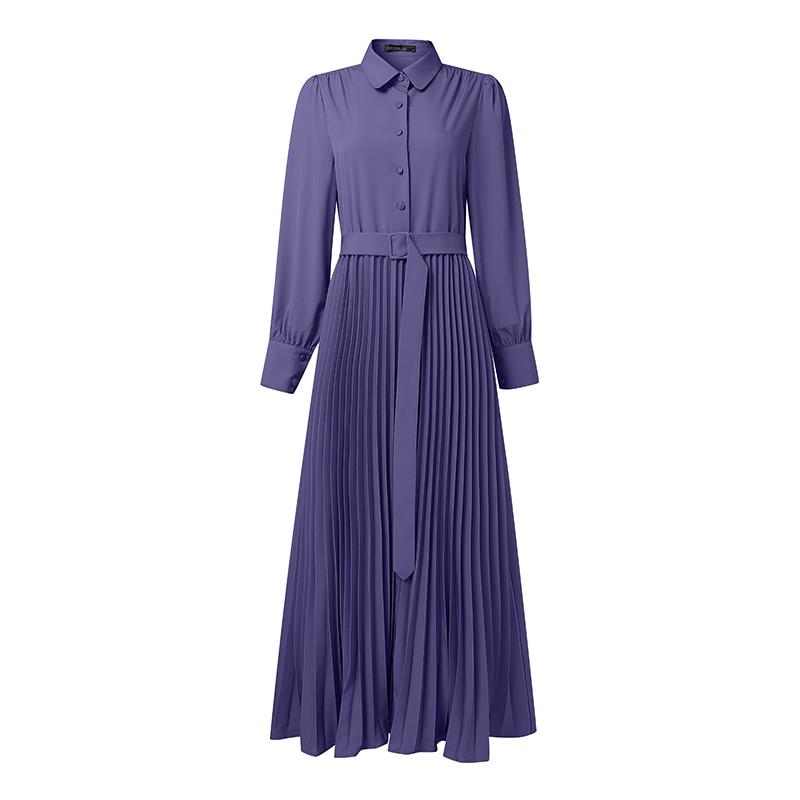 

ZANZEA Женское повседневное платье с отложным воротником, свободное, с длинным рукавом, плиссированное 5XL синий