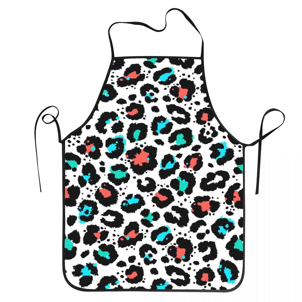 Leopard Aprons Chef Baking Tablier Sleeveless Bib Kitchen Cleaning Pinafore for Women Men Gardening