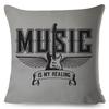 Retro Microphone Guitar Design Cushion Cover Double Sided Soft Polyester Home Decor Pillow Case